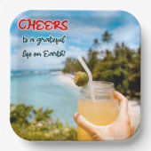 Proost op een Grateful Life on Earth Papieren Bordje (Voorkant)