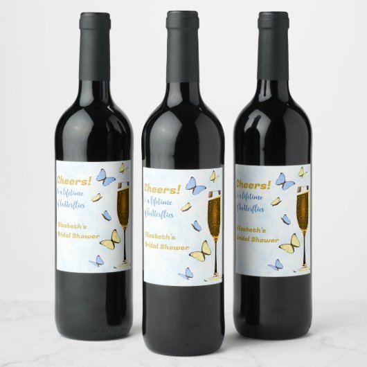 Proost Op Een Leven Lang Vlinders Bruidsfeest Wijn Etiket (Flessen)
