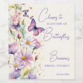 Proost op een leven van vlinders vrijgezellenfeest wijn etiket (Enkel label)