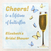 Proost op een leven vol vlinders Vrijgezellenfeest Glazen Onderzetter (Voorkant)
