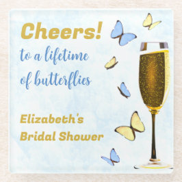 Proost op een leven vol vlinders Vrijgezellenfeest Glazen Onderzetter