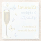 Proost op een leven vol vlinders Vrijgezellenfeest Glazen Onderzetter (Achterkant)