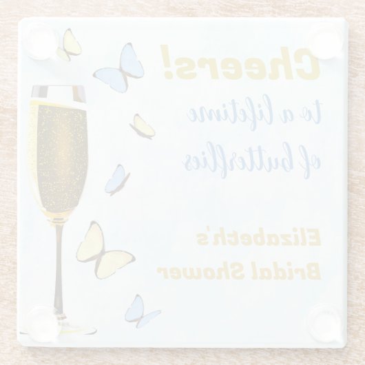 Proost op een leven vol vlinders Vrijgezellenfeest Glazen Onderzetter (Achterkant)