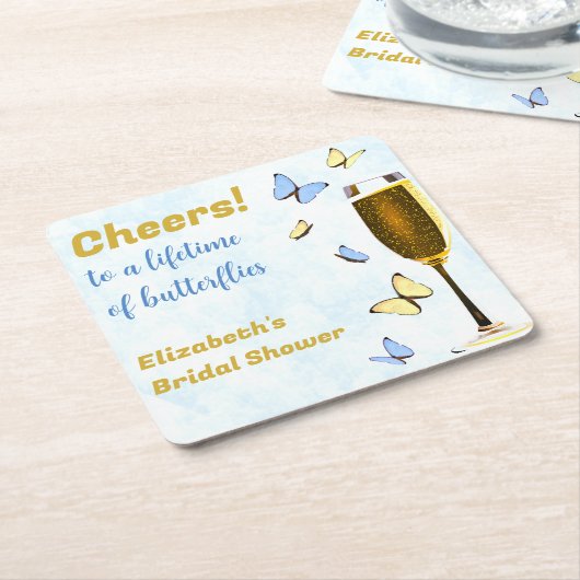 Proost op een leven vol vlinders Vrijgezellenfeest Kartonnen Onderzetters (Schuin)