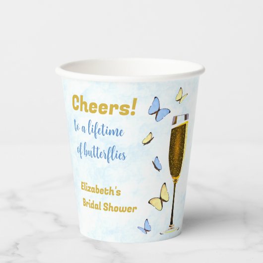 Proost op een leven vol vlinders Vrijgezellenfeest Papieren Bekers (Voorkant)