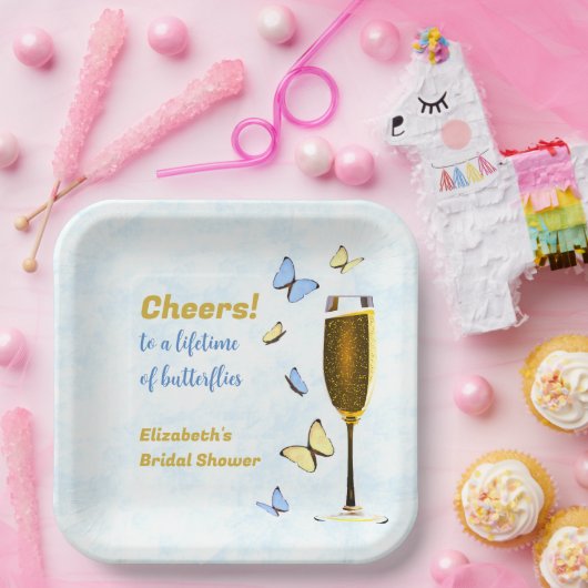 Proost op een leven vol vlinders Vrijgezellenfeest Papieren Bordje (Feest)