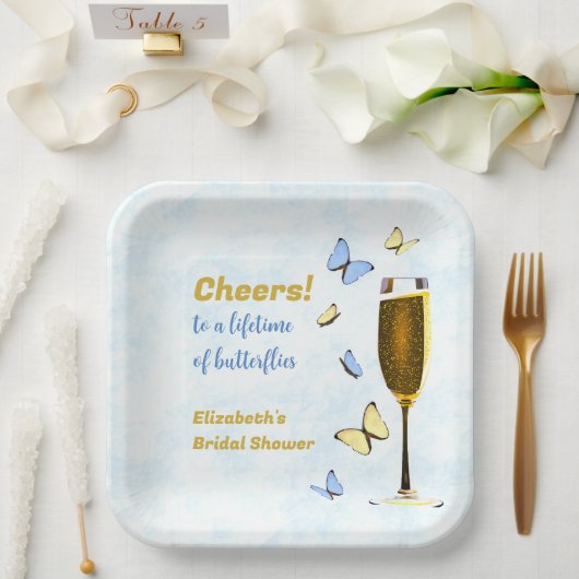 Proost op een leven vol vlinders Vrijgezellenfeest Papieren Bordje (Huwelijk)