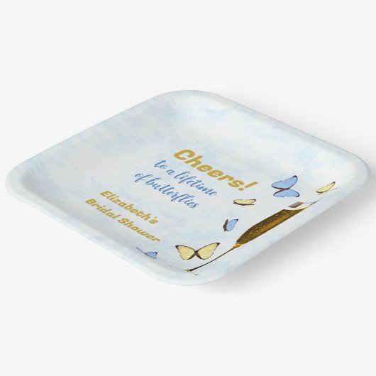 Proost op een leven vol vlinders Vrijgezellenfeest Papieren Bordje (Gebogen)