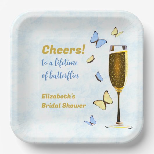 Proost op een leven vol vlinders Vrijgezellenfeest Papieren Bordje (Voorkant)