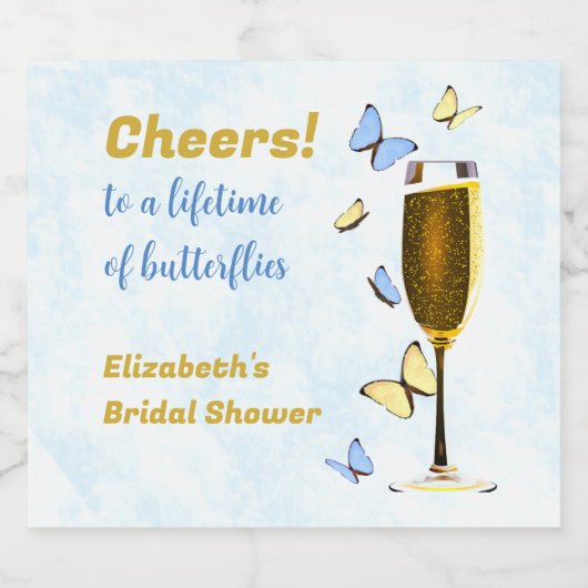 Proost op een leven vol vlinders Vrijgezellenfeest Sparkling Wijnetiket (Enkel label)