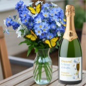 Proost op een leven vol vlinders Vrijgezellenfeest Sparkling Wijnetiket