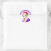 Proost op een nieuwjaar, Retro Lady in Facemask Ronde Sticker (Tas)