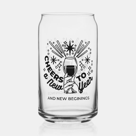 Proost op een nieuwjaarsfeest Design Blikvorm Glas (Achterkant)