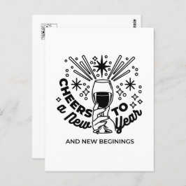Proost op een nieuwjaarsfeest Design Briefkaart