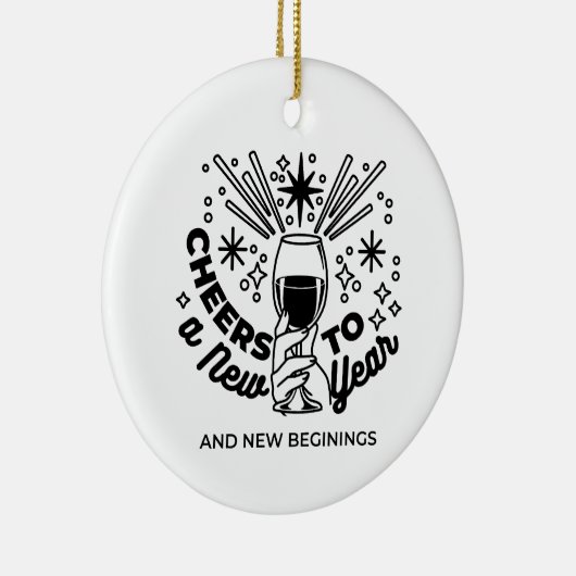 Proost op een nieuwjaarsfeest Design Keramisch Ornament (Rechts)