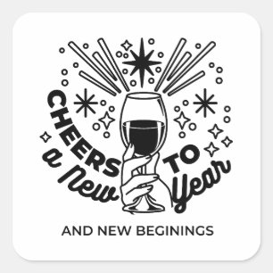Proost op een nieuwjaarsfeest Design Vierkante Sticker