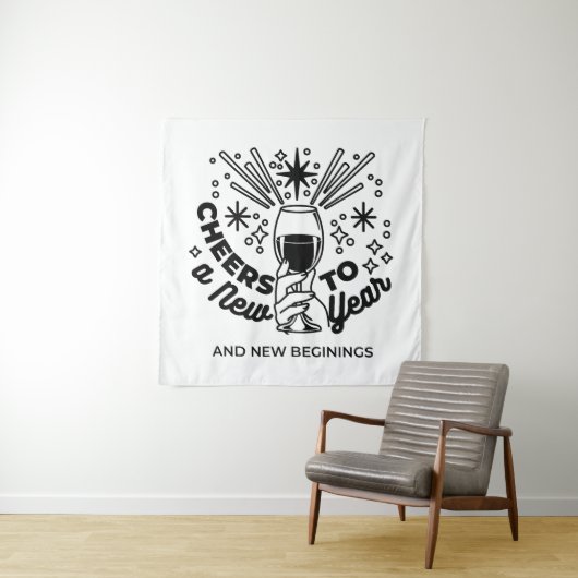 Proost op een nieuwjaarsfeest Design Wandkleed (In situ)