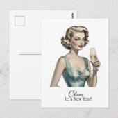 Proost op een  nieuwjaarsvrouw briefkaart (Voorkant / Achterkant)
