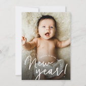 Proost op een vrolijke nieuwjaarsgeboorte op de ba feestdagenkaart (Voorkant)