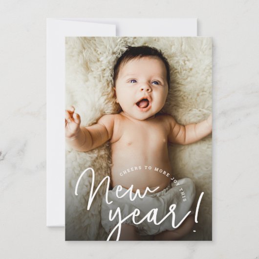 Proost op een vrolijke nieuwjaarsgeboorte op de ba feestdagenkaart (Voorkant)