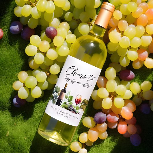 Proost op een wijnthema waterverf bruidsdouche wijn etiket