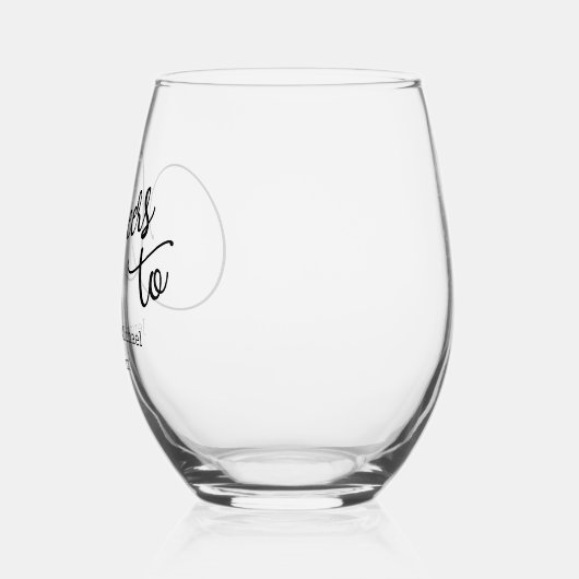 Proost op elegante, minimale moderne scriptbruilof wijnglas zonder voet (Links)