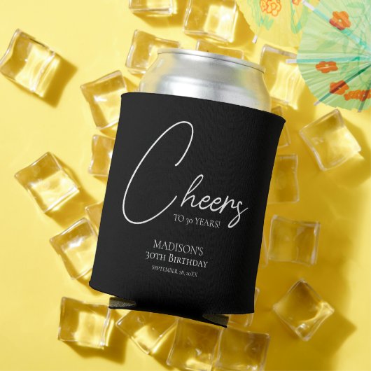 Proost op elke leeftijd 30e verjaardag in zwart-wi blikjeskoeler (Insitu Zomer)