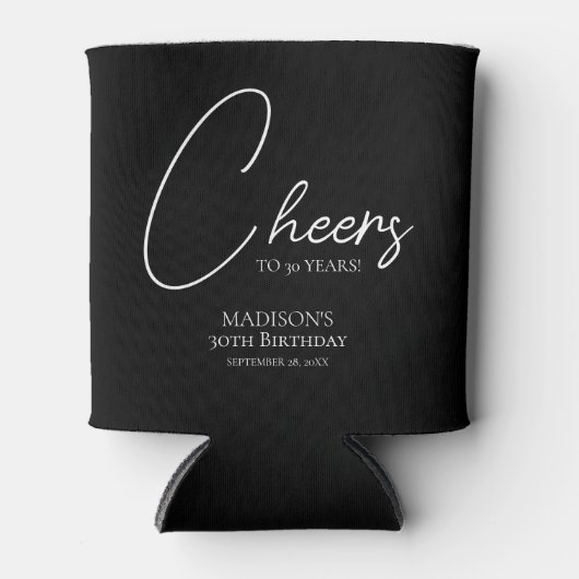 Proost op elke leeftijd 30e verjaardag in zwart-wi blikjeskoeler (Voorkant)