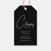 Proost op elke leeftijd 30e verjaardag in zwart-wi cadeaulabel (Voorkant)