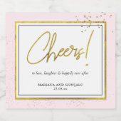 Proost op Faux Gold Foil Glitter Elegant Pink Sparkling Wijnetiket (Enkel label)