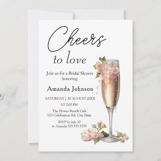 Proost op Floral Champagne Vrijgezellenfeest Kaart (Voorkant)