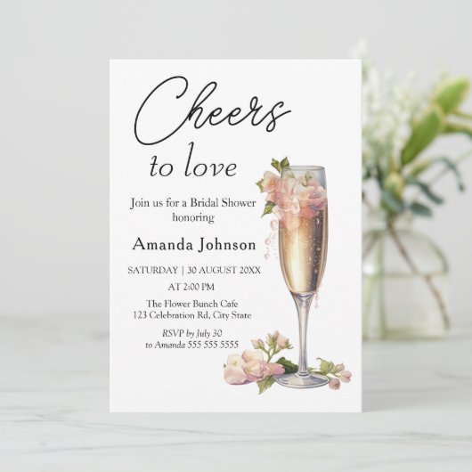 Proost op Floral Champagne Vrijgezellenfeest Kaart (Staand voorkant)