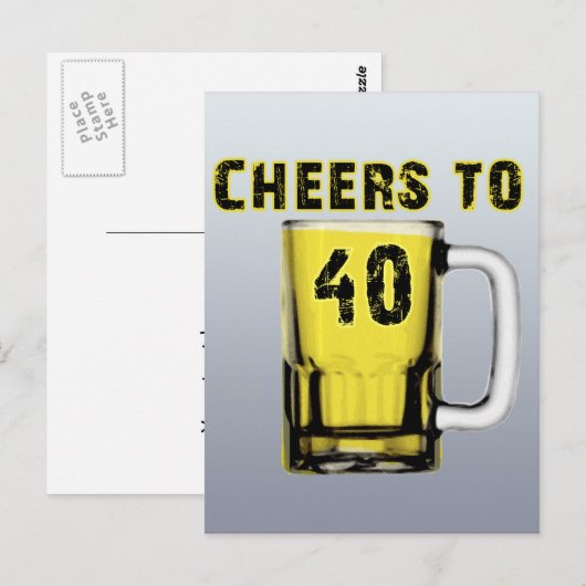 Proost op Fourty. Birthday Briefkaart (Voorkant / Achterkant)