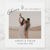 Proost op gepersonaliseerde trouwgunst foto wijn etiket (Enkel label)