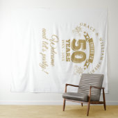 Proost op gouden 50e Jubileum foto achtergrond Wandkleed (In Situ (horizontaal))