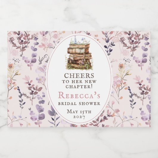 "proost op haar nieuwe hoofdstuk" bruidsfeest sparkling wijnetiket (Enkel label)