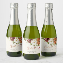 Proost op herfstbloemen Sinaasappel Sparkling Wijnetiket