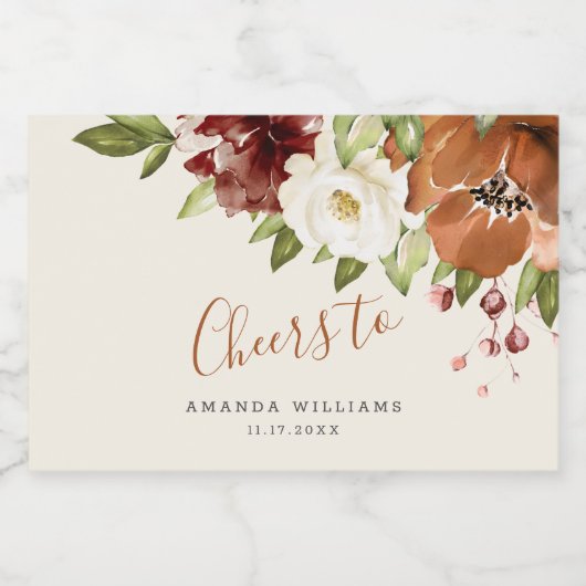 Proost op herfstbloemen Sinaasappel Sparkling Wijnetiket (Enkel label)