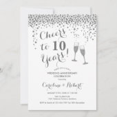 Proost op het 10-jarig jubileum - Zilver Wit Kaart (Voorkant)