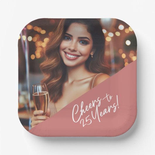 Proost op het 25-jarig jubileum papieren bordje (Voorkant)