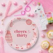Proost op het 30 jarig roze feest papieren bordje (Feest)