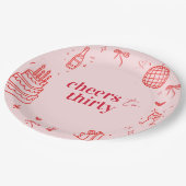 Proost op het 30 jarig roze feest papieren bordje (Gekanteld)