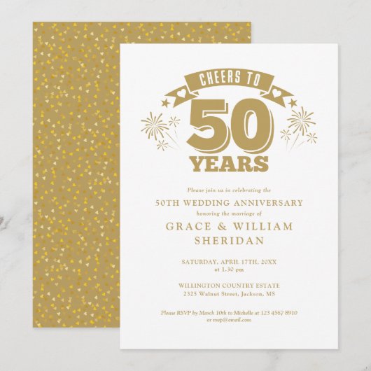 Proost op het 50ste bruiloft Jubileum Kaart (Voorkant / Achterkant)