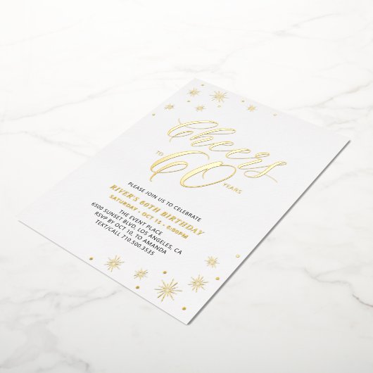 Proost op het 60ste verjaardagsfeest folie uitnodiging (Gedraaid)