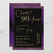 Proost op het 90-jarige verjaardagsfeest, Paars Kaart (Voorkant / Achterkant)