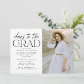Proost op het Afstudeerder Black Photo Graduation Kaart (Staand voorkant)
