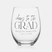 Proost op het Afstudeerder Black Script Afstuderen Wijnglas Zonder Voet (Voorkant)