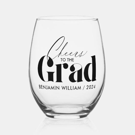 Proost op het Afstudeerder | Minimale aangepaste A Wijnglas Zonder Voet (Voorkant)