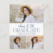 Proost op het Afstudeerder Navy 3 Foto Graduation  Uitnodiging Briefkaart (Voorkant)