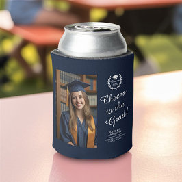 Proost op het Afstudeerder Navy Blue Custom Afstud Blikjeskoeler